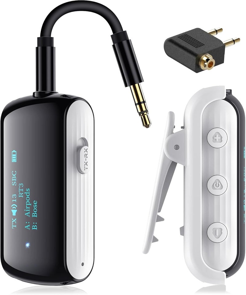 YOCOWOCO Bluetooth Transmitter Receiver for 2 AirPods/Headphones, Flight Bluetooth 5.2 Adapter for Airplane, TV, and Gym with a 3.5mm Audio Jack, Wireless BT Receiver with Mic for Car/Home Stereo - Image 1